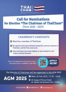 Call for Nominations for Election “The Chairman of ThaiCham” (Term 2025 - 2027)